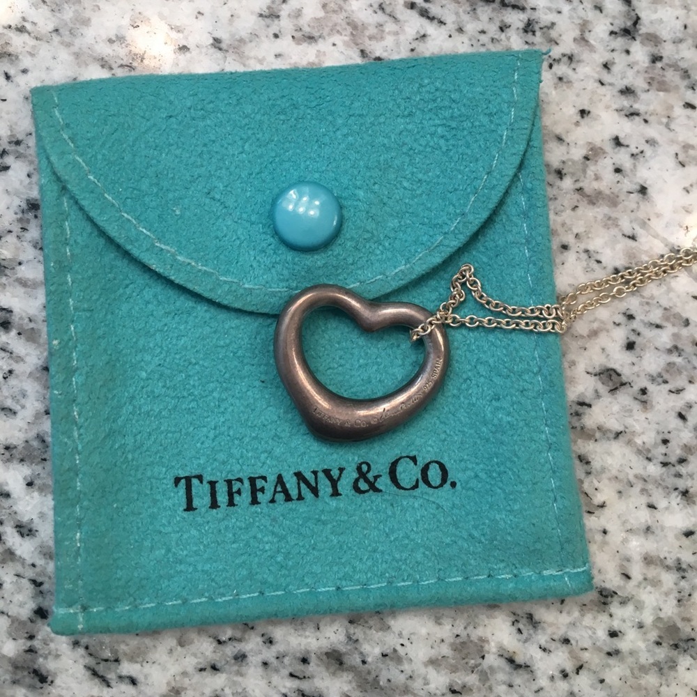 Tiffany & Co Open Heart Pendant Necklace & Chain